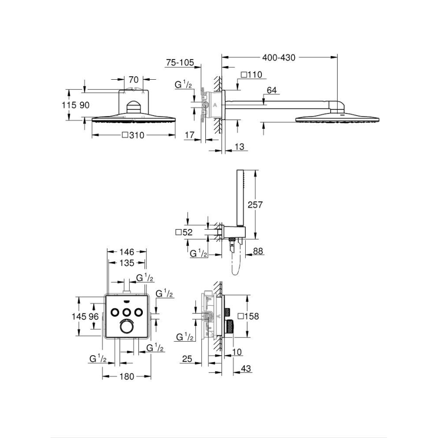 GROHE 34712000 - Tuš set SMARTCONTROL 310 × 310 mm, sjajni krom