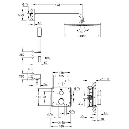 GROHE 34730000 - Set za tuširanje GROHTHERM RAINSHOWER COSMOPOLITAN 310 422 mm krom