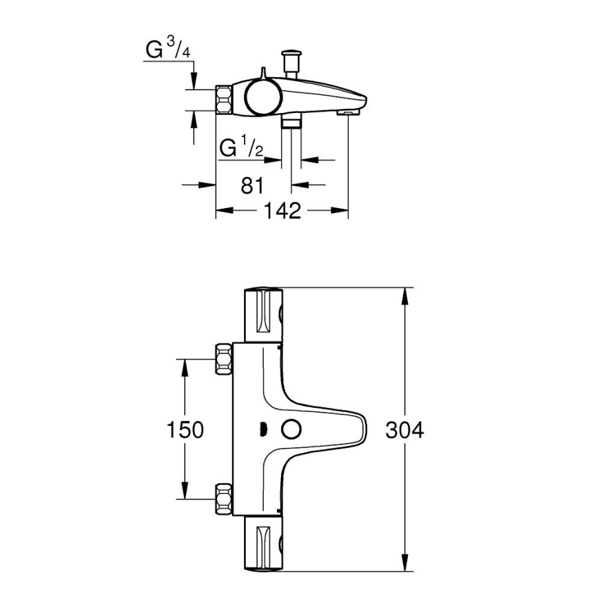 GROHE 34754000 - Termostatska miješalica za kadu GROHTHERM 800 DN 15 sjajni krom