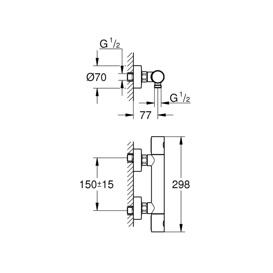GROHE 34773000 - Termostatska tuš miješalica PRECISION GET DN 15 sjajni krom
