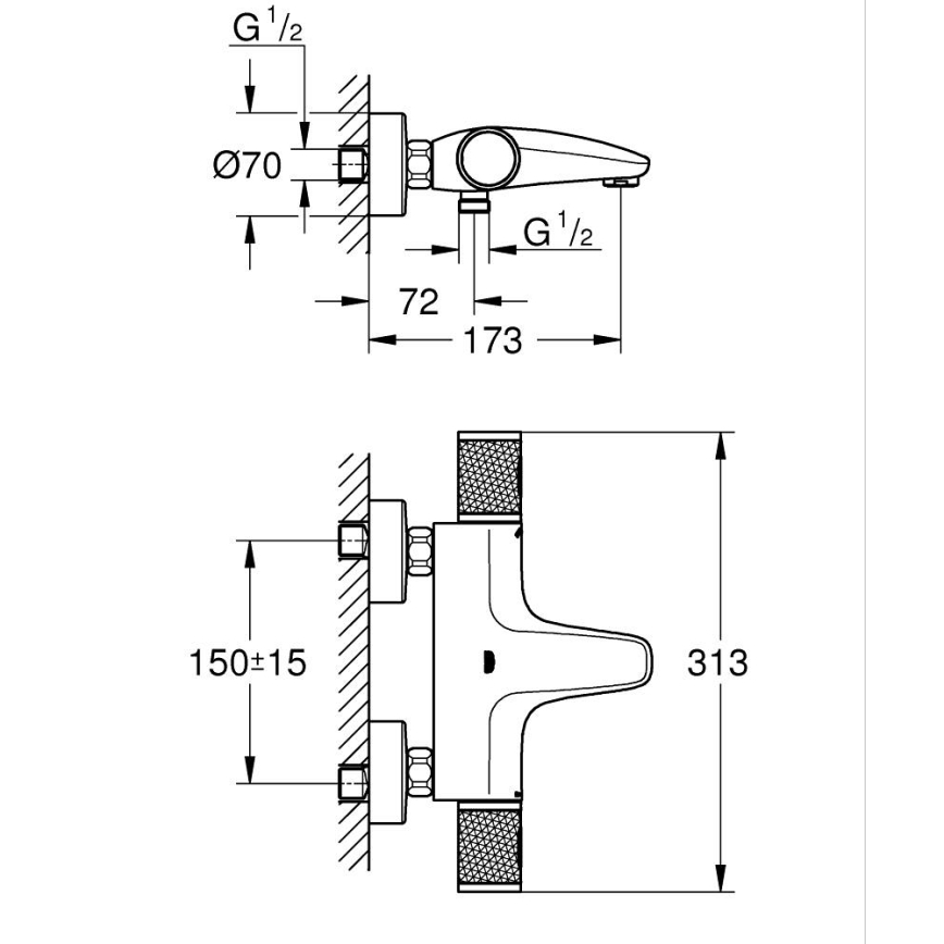 GROHE 34788000 - Termostatska miješalica za kadu PRECISION FEEL DN 15 sjajni krom