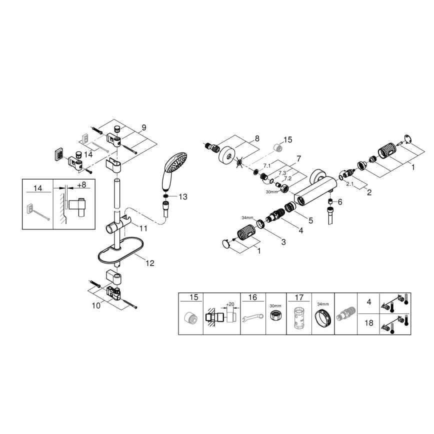 GROHE 34791001 - Termostatski tuš set PRECISION FEEL 600 mm krom