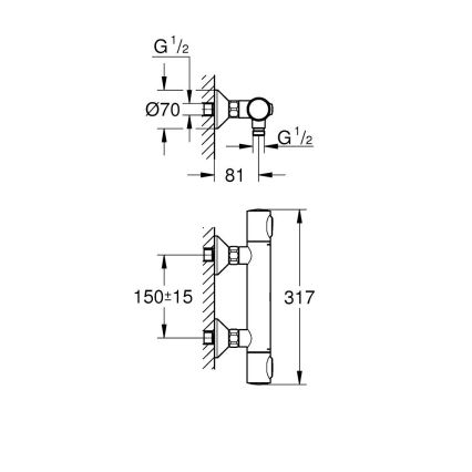 GROHE 34840000 - Termostatska tuš miješalica PRECISION DN 15 sjajni krom