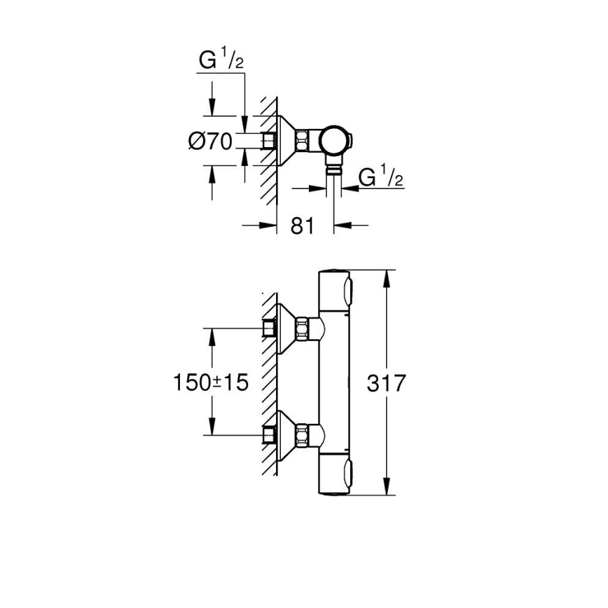 GROHE 34840000 - Termostatska tuš miješalica PRECISION DN 15 sjajni krom