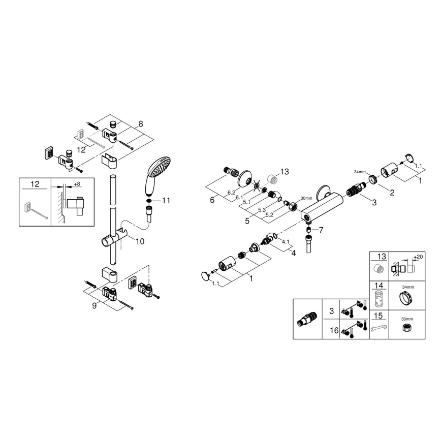 GROHE 34854001 - Set za tuširanje s termostatskom miješalicom PRECISION START 900 mm polirani krom