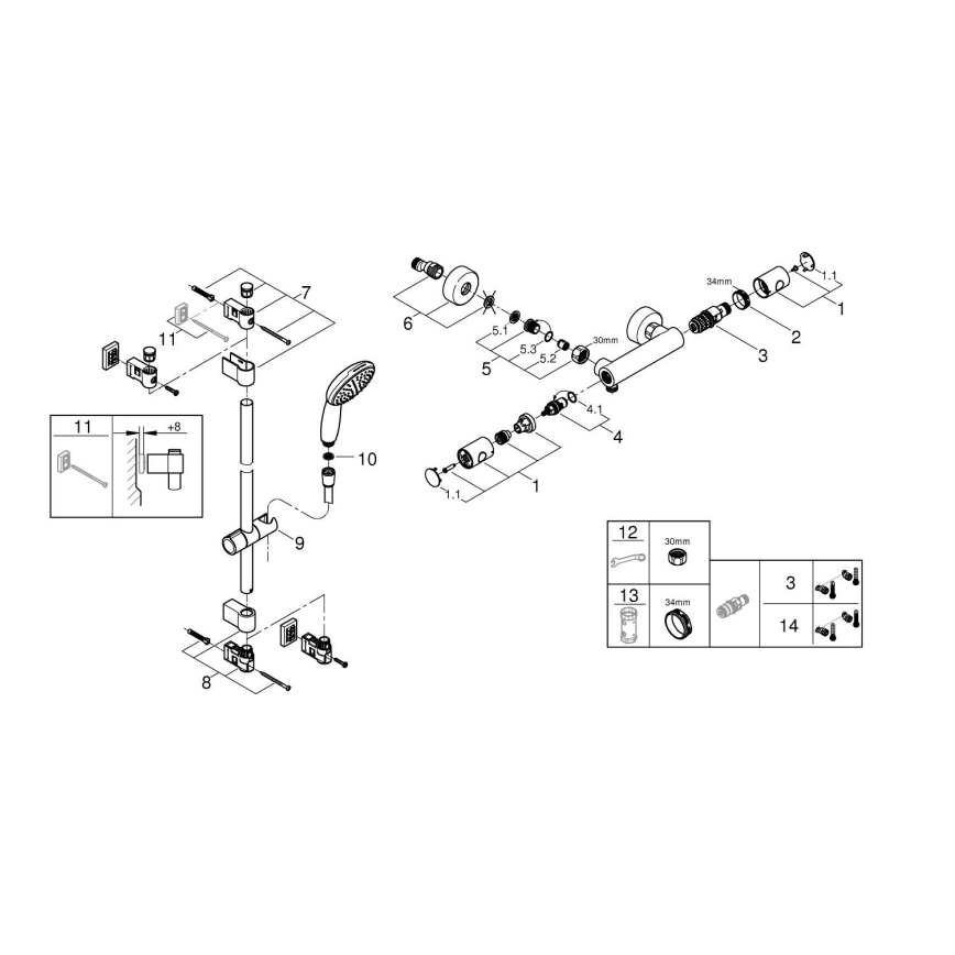 GROHE 34857000 - Set za tuš s termostatskom miješalicom PRECISION GET 12” sjajni krom