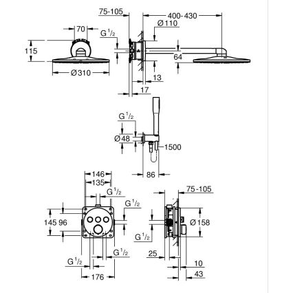 GROHE 34874000 - Sustav za tuširanje PRECISION SMARTCONTROL 310 mm sjajni krom