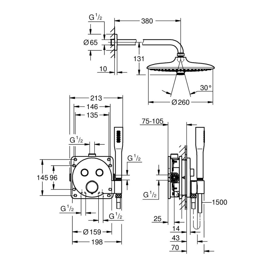 GROHE 34878000 - Tuš sustav PRECISION SMARTCONTROL 260 mm sjajni krom