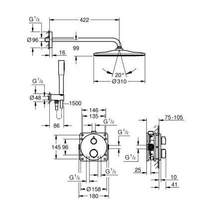 GROHE 34880000 - Tuš set s podžbuknom miješalicom GROHTHERM SMARTCONTROL sjajni krom