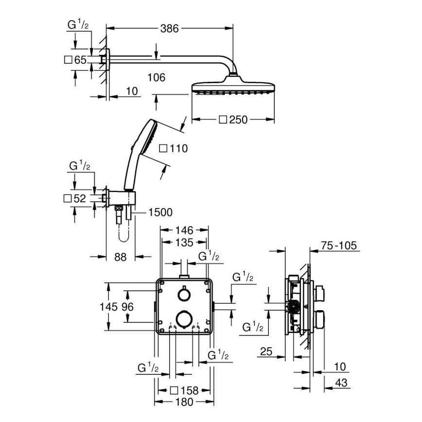 GROHE 34882000 - Sustav za tuširanje PRECISION VITALIO COMFORT 250 sjajni krom