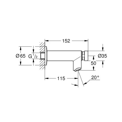 GROHE 36266000 - Zidni samozatvarajući ventil EUROECO COSMOPOLITAN T DN 15 krom