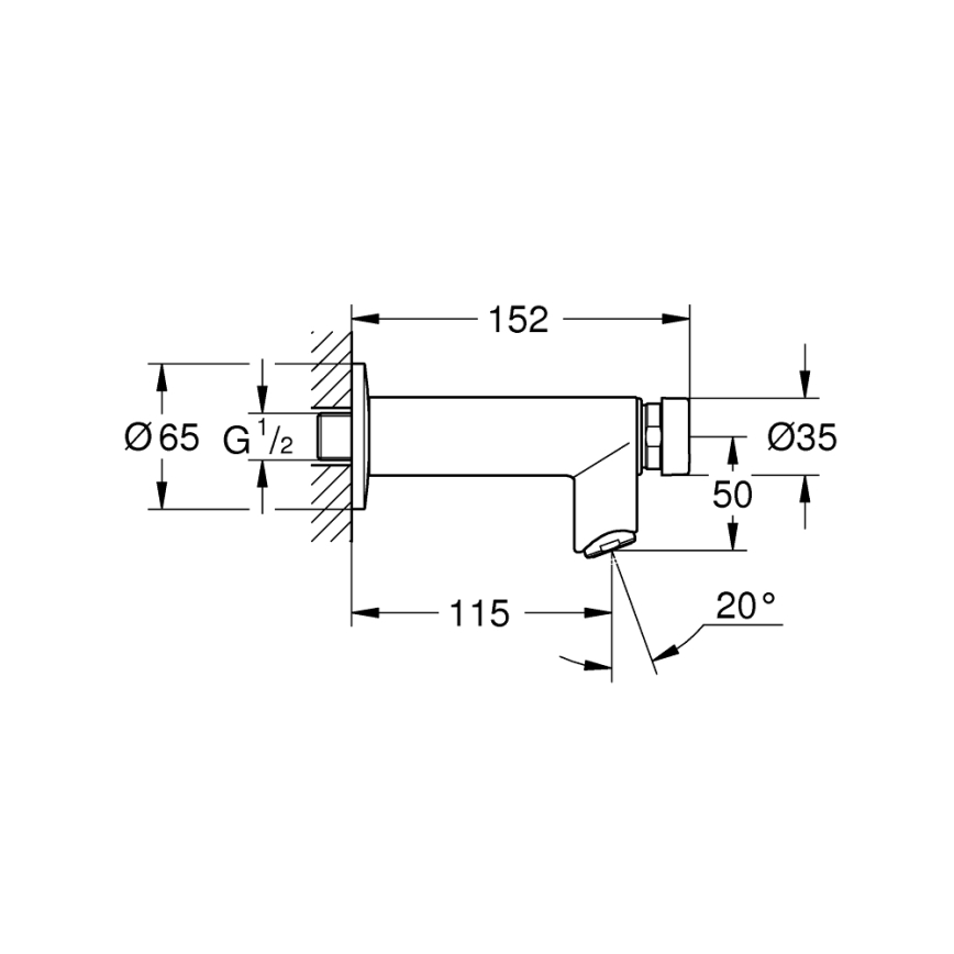 GROHE 36266000 - Zidni samozatvarajući ventil EUROECO COSMOPOLITAN T DN 15 krom