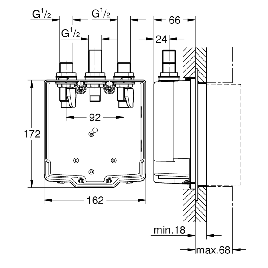 Grohe 36322001 - Podžbukno tijelo za bateriju EUROSMART COSMOPOLITAN T