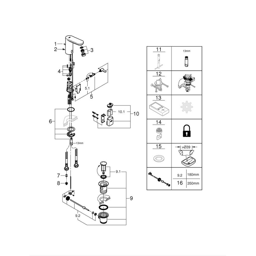 GROHE 36331001 - Slavina za umivaonik EUROECO 1 14” sjajni krom