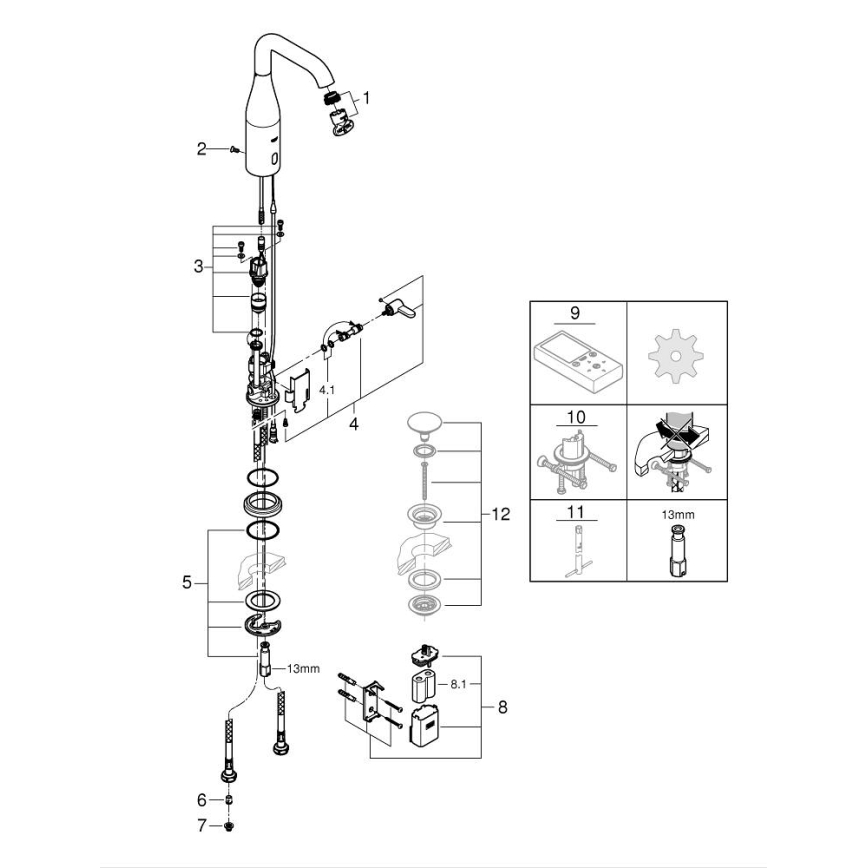 GROHE 36445000 - Infra elektronička umivaonička slavina ESSENCE E sjajni krom