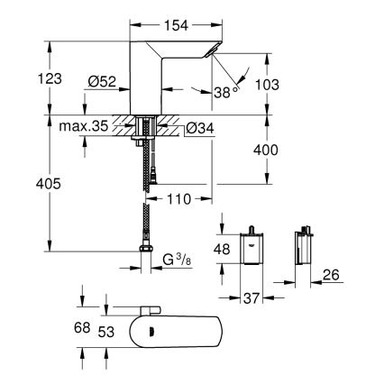 GROHE 36451000 - Elektronička slavina za umivaonik BAU COSMOPOLITAN E sjajni krom