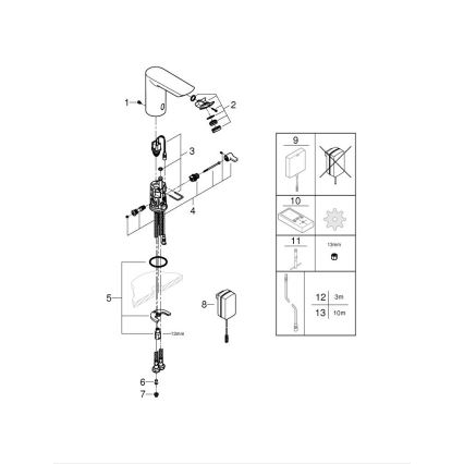 GROHE 36453000 - Infracrvena elektronička umivaonička baterija BAU COSMOPOLITAN E 123 mm krom
