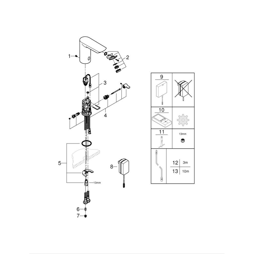 GROHE 36453000 - Infracrvena elektronička umivaonička baterija BAU COSMOPOLITAN E 123 mm krom