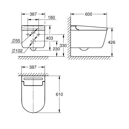 GROHE 36507SH0 - WC s tušem SENSIA 600 × 387 × 403 mm keramika/bijela