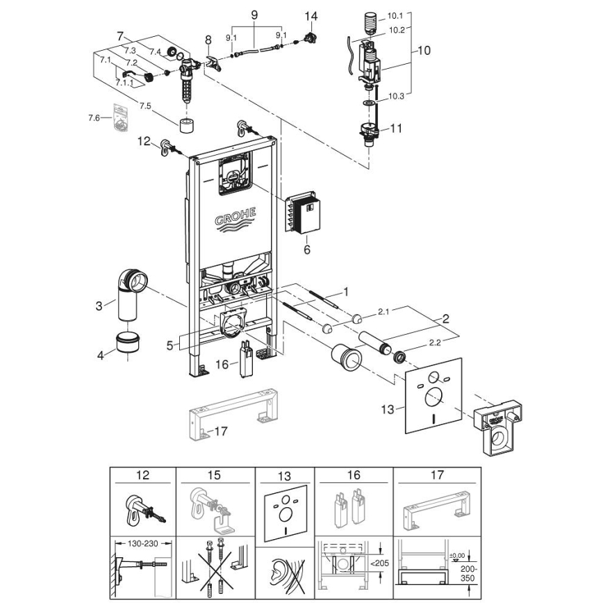 GROHE 36509SH0 - Toaletni sustav Sensia s tušem, set 4u1 RAPID SLX 1,13 m
