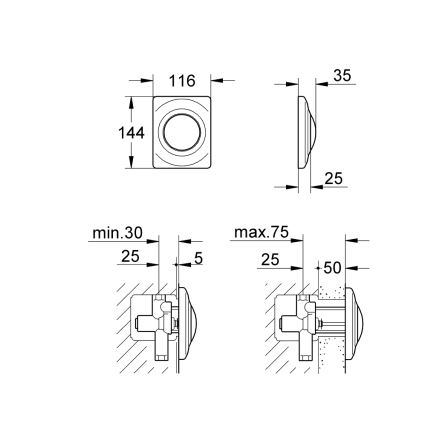 GROHE 37018SH0 - Tipka SURF 116 × 144 mm, bijela
