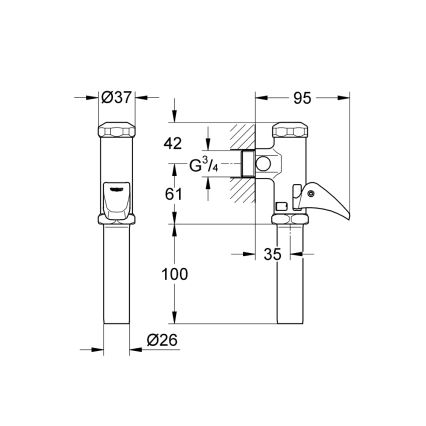 GROHE 37139000 - Automatski ventil za ispiranje DAL 34” sjajni krom