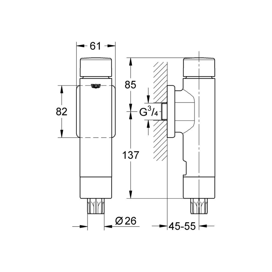 GROHE 37349000 - Tlakom potpomognuti ispušni ventil RONDO A.S. 3” sjajni krom