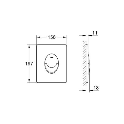 GROHE 38505000 - Tipka za ispiranje SKATE AIR 156 × 197 mm sjajni krom