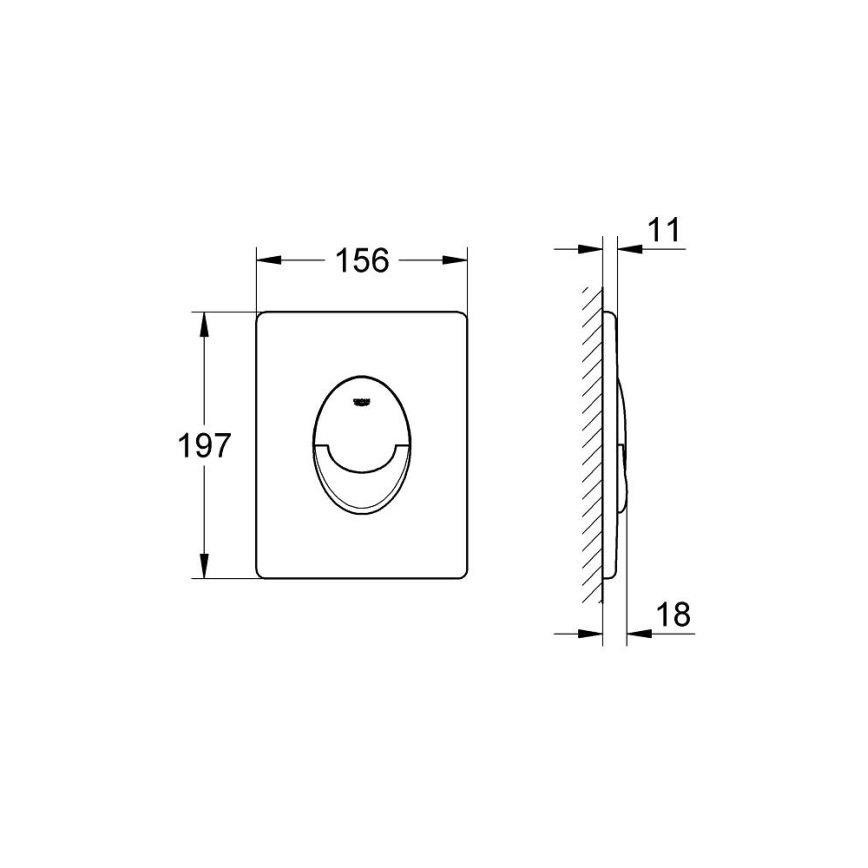 GROHE 38505P00 - Tipka za ispiranje SKATE AIR 156 × 197 mm matni krom
