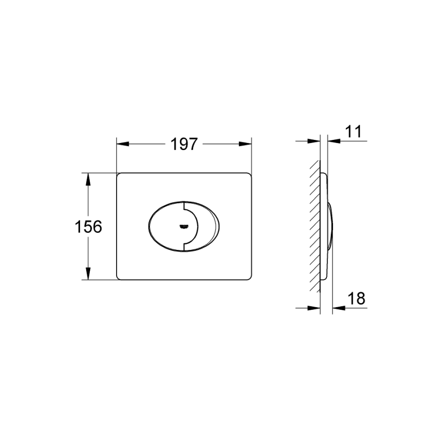 GROHE 38506000 - Tipka za ispiranje SKATE AIR 156 × 197 mm sjajni krom