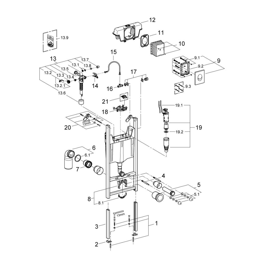 GROHE 3855800M - Zidni priključak RAPID SL 130-230 mm sjajni krom