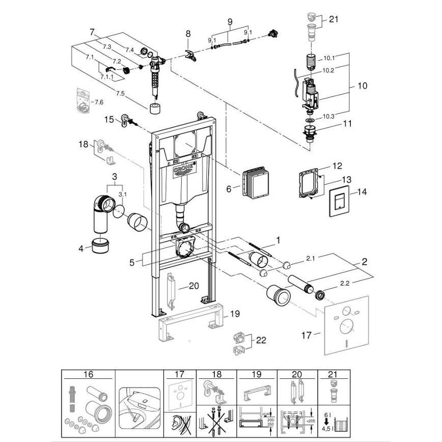 GROHE 38811KF0 - Set 3 u 1 WC SOLIDO 1,13 m crna