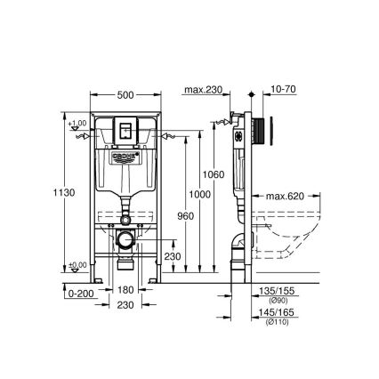 GROHE 38811KF0 - Set 3 u 1 WC SOLIDO 1,13 m crna