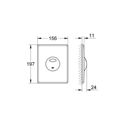 GROHE 38862000 - Tipka za ispiranje SKATE 156 × 197 mm sjajni krom