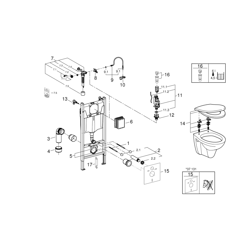 GROHE 39116000 - Set 4u1 s keramikom SOLIDO COMPACT 1,13 m