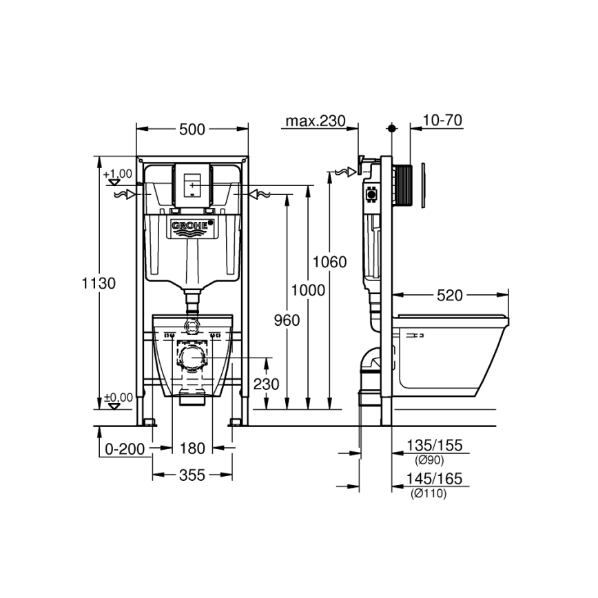 GROHE 39186000 - Komplet 4 u 1 sa keramikom SOLIDO COMPACT 1,13 m