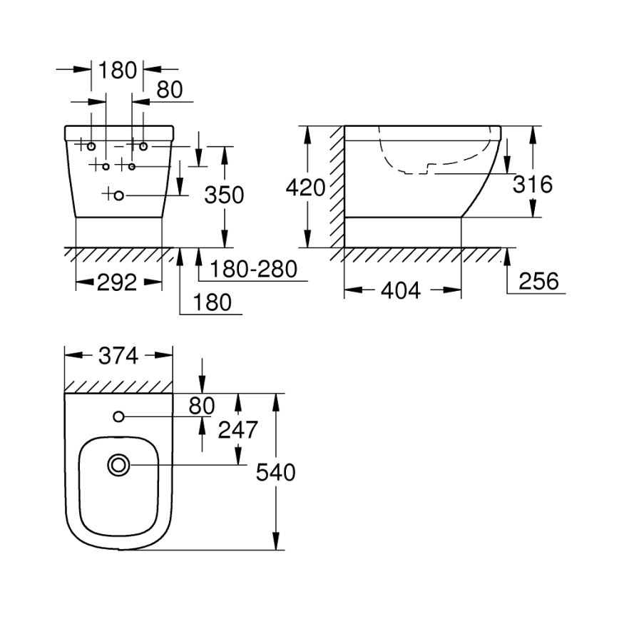 GROHE 39208000 - Viseći bidet EURO CERAMIC 540 × 375 mm keramika/bijela