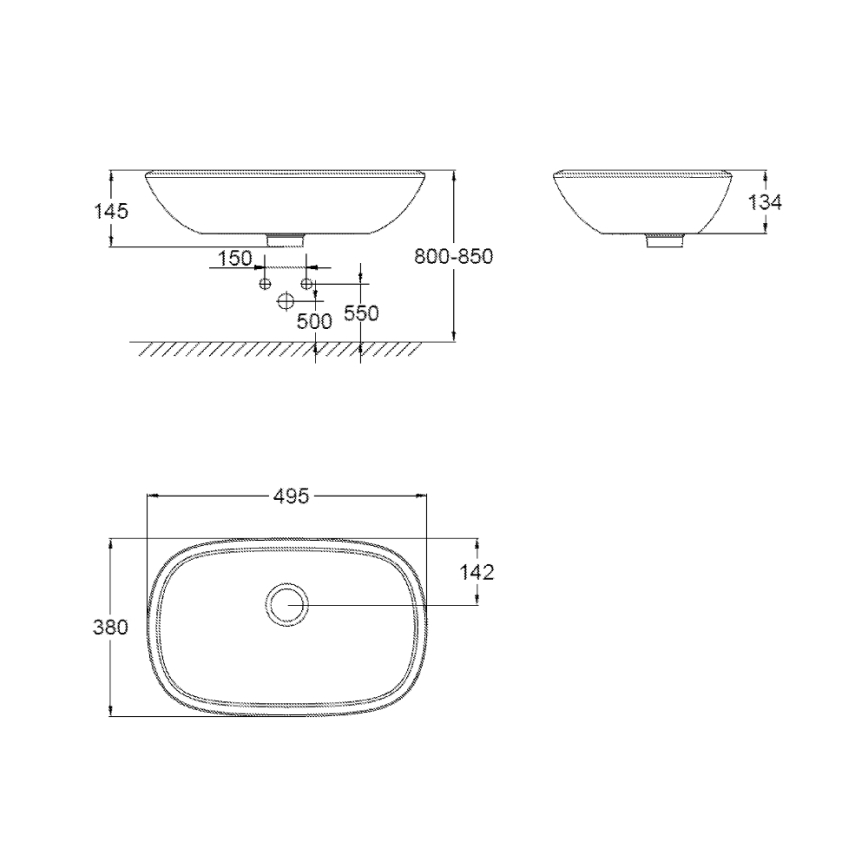 GROHE 39216000 - Umivaonik za ugradnju na radnu ploču EUROSTYLE 500 × 380 mm keramika/bijela