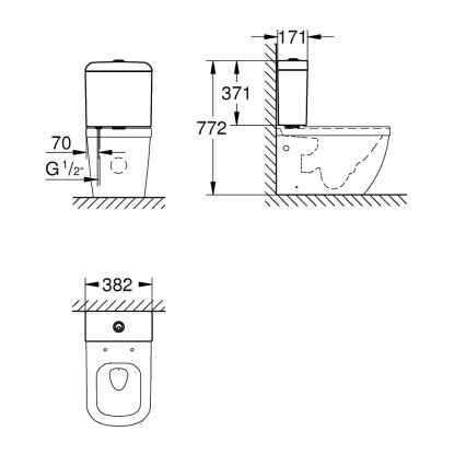 GROHE 39332000 - Vodokotlić EURO CERAMIC 385 × 170 × 370 mm keramika/bijela