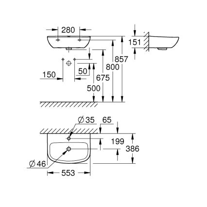 GROHE 39440000 - Umivaonik BAU CERAMIC 553 × 386 mm keramika/bijela