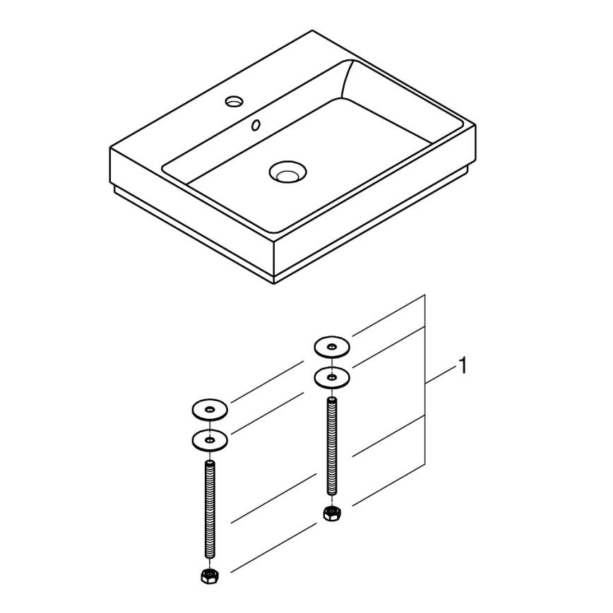 GROHE 3947700H - Umivaonik CUBE CERAMIC 600 × 490 mm keramika/bijela