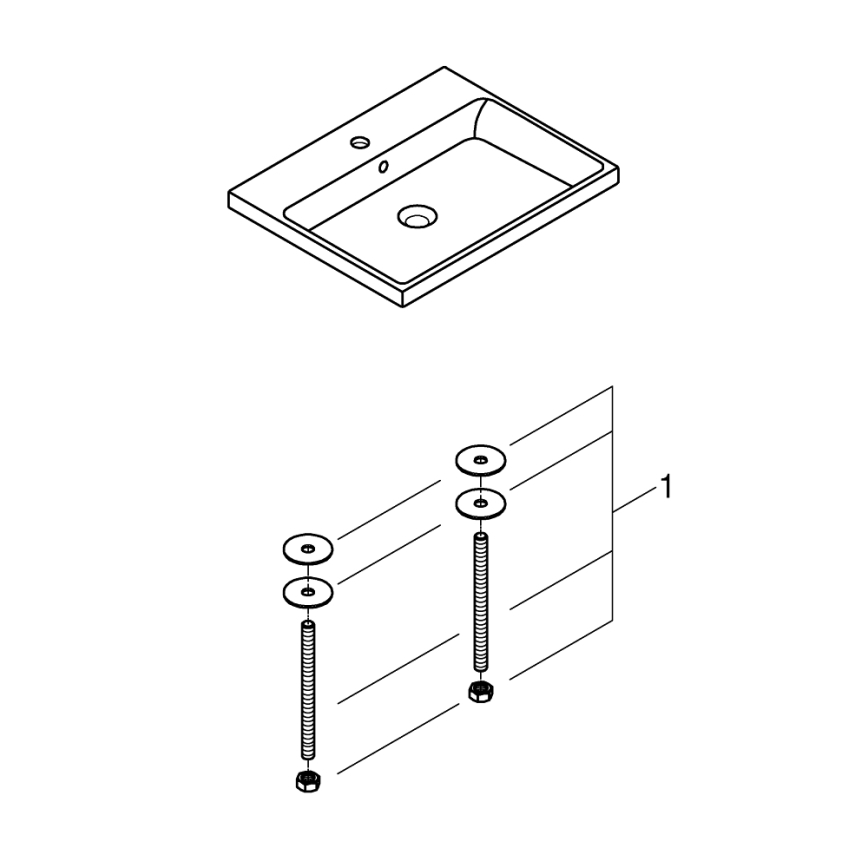 GROHE 3947900H - Umivaonik CUBE CERAMIC 600 × 490 mm keramika/bijela