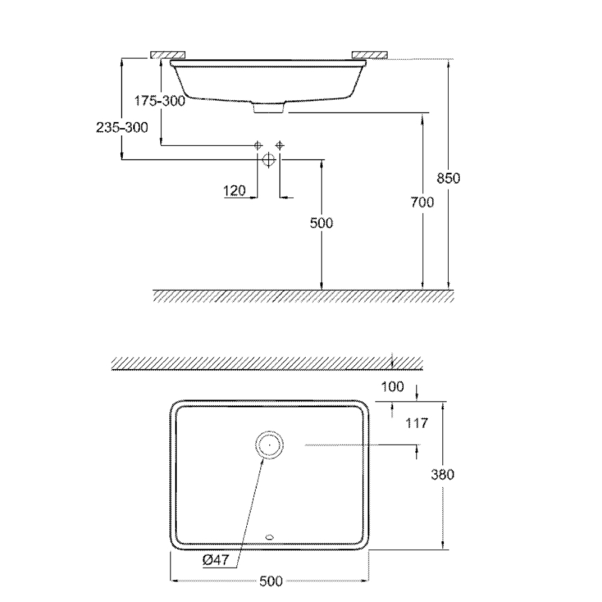 GROHE 3948000H - Umivaonik CUBE CERAMIC 492 × 370 mm keramika/bijela