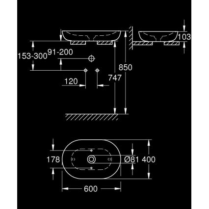 GROHE 3960800H - Umivaonik na ploču ESSENCE 600 × 400 mm keramika/bijela