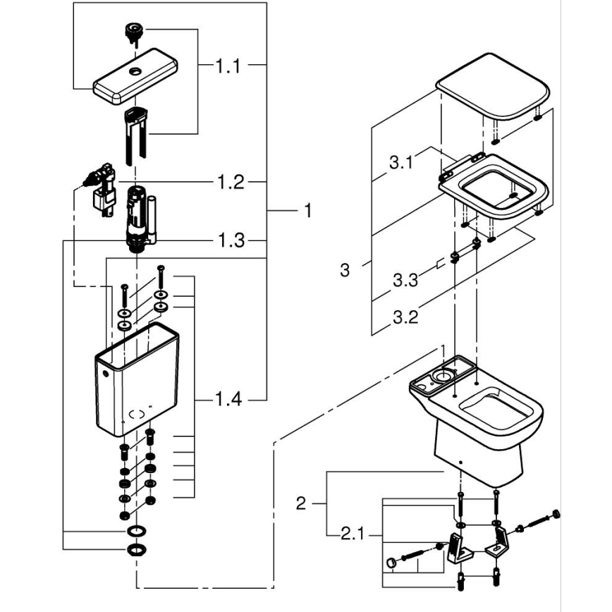 GROHE 39814000 - kombinirani WC komplet START EDGE 825 × 557 × 384 mm keramika/duro-bijela