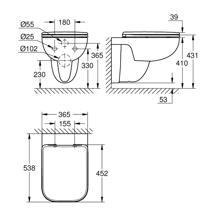 GROHE 39815000 - Viseća WC školjka START EDGE 53,8 x 36,5 cm Duro bijela