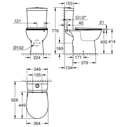 GROHE 39942000 - kombinirani WC set BAU CERAMIC keramika/bijela