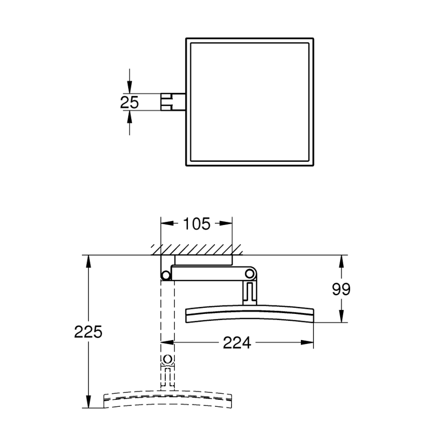 GROHE 40808000 - Kozmetičko ogledalo SELECTION CUBE 22,3 × 22,3 cm sjajni krom