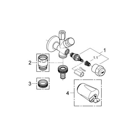 GROHE 41073000 - Kombinirani kutni ventil WAS 12” × 38” sjajni krom