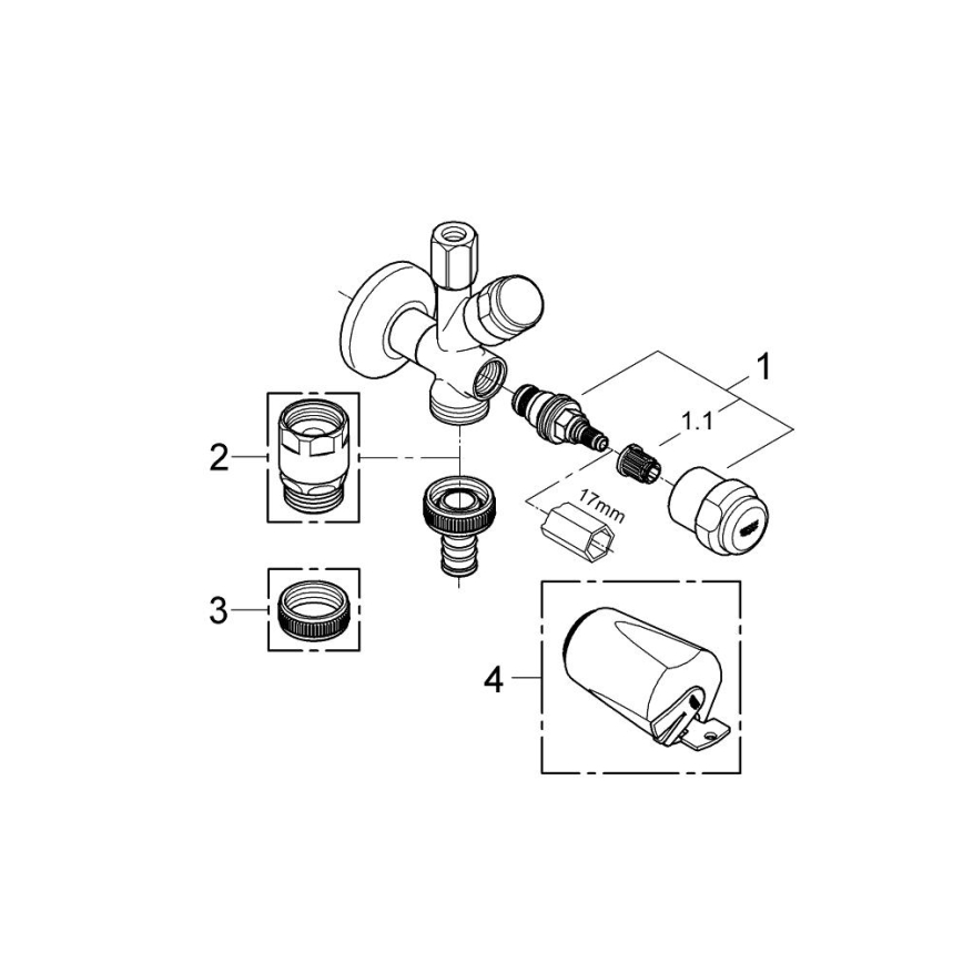 GROHE 41073000 - Kombinirani kutni ventil WAS 12” × 38” sjajni krom